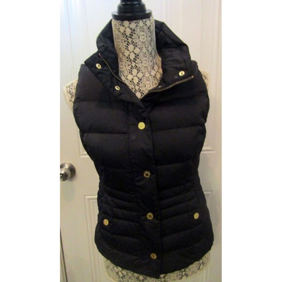 Lilly Pulitzer Isabelle Down Puffer Vest Womens Black Jacket Tropical Lining XS - Picture 3 of 14